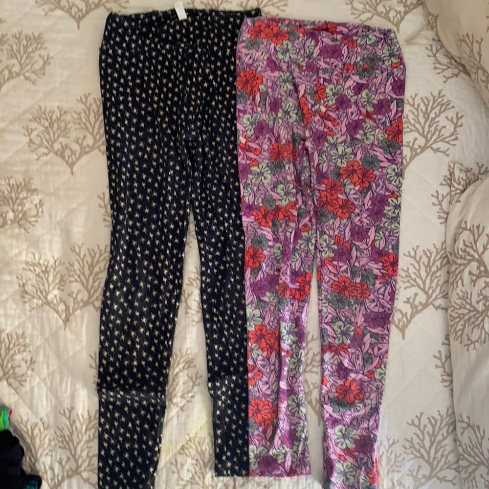 Lularoe flamingo and purple floral o/s one size women’s leggings